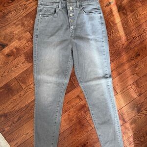 Ann Taylor Women's Gray Skinny Jeans 10 denim pants light grey button fly